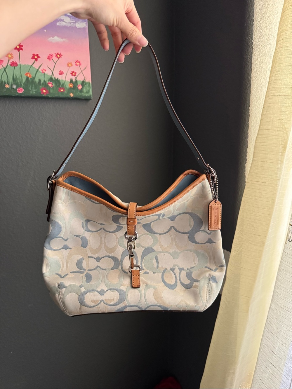 Vintage Y2K Coach Blue Hampton Bag + wallet